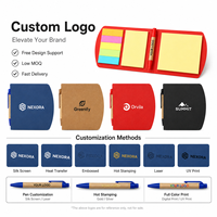 Ensemble de blocs-notes adhésifs pliables écologiques avec logo personnalisé, stylo, bloc-notes en papier kraft, marque-pages pour cadeau promotionnel en gros