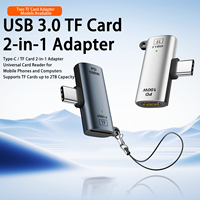 Lector de Tarjetas Tipo-C 2 en 1 USB3.0 TF, Adaptador OTG con Carga PD de 100W, Compatible con Tarjetas Micro SD de 2TB para Teléfono y Portátil