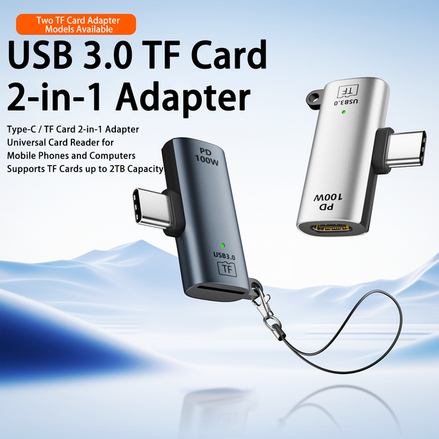 Type-C 2 in 1 USB3.0 TF Card Reader PD 100W Charging OTG Adapter Support 2TB Micro SD Card for Phone Laptop
