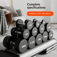 Ensemble d'haltères Lingxi, unisexe, fitness complet à domicile, paire de 5 kg, haltères en fonte recouvertes de caoutchouc, salle de sport intégrée
