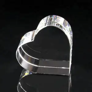 Honneur de cristal gros Photo bloc de verre vide coeur presse-papiers 3D Laser cadeaux
