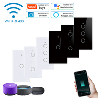Pour Tuya WIFI panneau de verre intelligent indicateur LED interrupteur tactile mural Alexa Smart Life RF433 contrôleur Compatible Design Premium pour