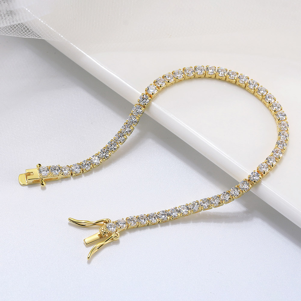 アクセサリー RLM SILVER 925 BRACELET RINNTIN SB94 Hiphop Jewelry 925 Sterling Silver 3mm Cubic