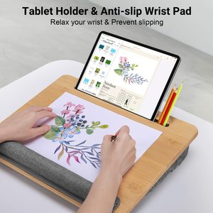 Hot Selling Laptop Desk with Cushion and Wrist Rest <strong>Lap</strong> Desk for Bed and Couch Portable Laptop <strong>Table</strong> with Slot for Tablet - Product Image 4