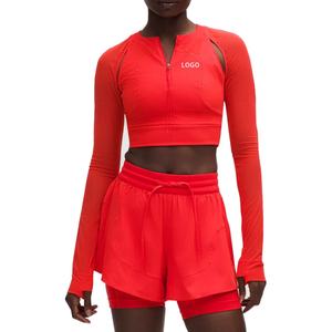 Conjunto Deportivo de Alta Calidad OEM para Mujer, Chándal de Manga Larga con Cremallera y Pantalones Cortos, Chándal de Talla Grande para Mujer - Product Image 1