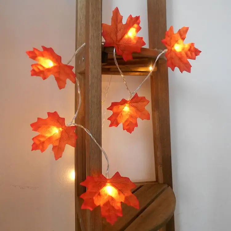 Lighted Maple Leaves Branches Stems with Timer Battery Operated LED Maple Autumn Home Thanksgiving Halloween Christmas Decor