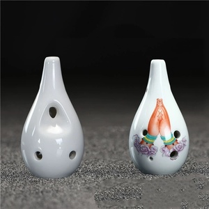 Ocarina en céramique blanche peinte à la main avec Mudra Bouddha, 6 trous, instrument musical spirituel, souvenir de temple, cadeau, vente en gros - Product Image 5