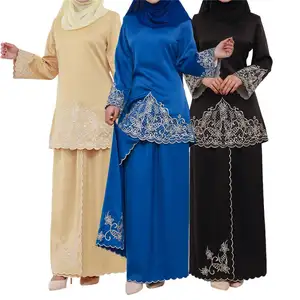Yeni kadın nakış müslüman katı üstleri etek 2 adet setleri islam giyim CASANDRA SET kumalay MALAY/ BAJU kumalay MALAY