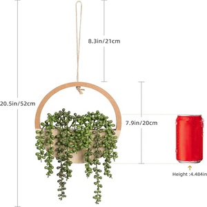 2 plantes succulentes artificielles en bois avec perles de <span class=keywords><strong>ficelle</strong></span>, <span class=keywords><strong>pot</strong></span> et cordon - Product Image 2