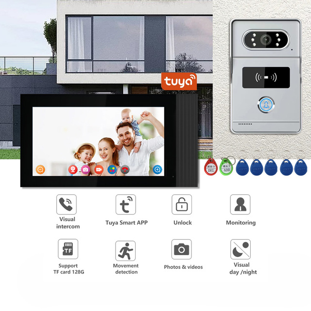 WiFi Video Door Bell 1080p 4-wire AHD Smart Ring Waterproof Tuya App Smart Ring Camera for Outdoor Hotels Home Use Featuring