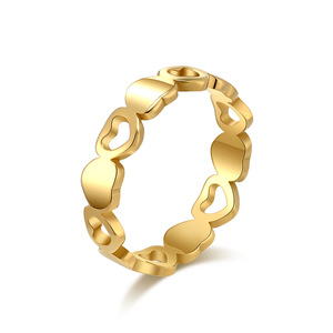 แหวนรูปหัวใจเหล็กกล้าเคลือบทอง แฟชั่นเครื่องประดับสำหรับทุกเพศ ของขวัญ - Product Image 5