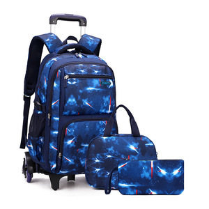 IStapromo Gifts Wholesale Waterproof School Children's Backpacks Cartoon Pattern Pull Rod Bags With Wheels for Students