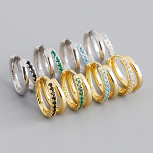 Joyería <span class=keywords><strong>de</strong></span> moda 925 Cruz <span class=keywords><strong>de</strong></span> <span class=keywords><strong>plata</strong></span> esterlina Pendiente <span class=keywords><strong>de</strong></span> <span class=keywords><strong>aro</strong></span> <span class=keywords><strong>de</strong></span> doble línea 18K Chapado en oro 925 Pendiente <span class=keywords><strong>de</strong></span> <span class=keywords><strong>plata</strong></span> para mujer al por mayor - Product Image 1