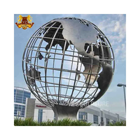 Decoración de Parque al Aire Libre, Globo Terráqueo de Metal de Gran Tamaño, Estatua de Globo Terráqueo de Acero Inoxidable en Venta