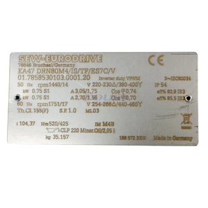 Nouveau Moteur à Engrenages Coniques Hélicoïdaux EURODRIVE KA47 DRN80M4/IS/TF/ES7C/V 0.75KW IE3 avec Encodeur et Ventilateur de Refroidissement Forcé - Product Image 5