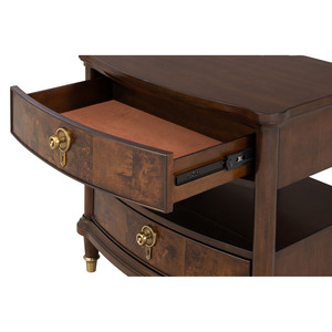 Traditional Style Nightstand Dark Cherry Finish Round <b>Key</b> Knobs Gold <b>Capped</b> Legs Bedroom Storage Drawer - Product Image 5