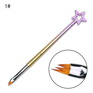 Star Handle Nylon Nail Art Brush <b>Set</b> Flat Liner <b>Crimped</b> Serrated Petal Brushes for Gel Flower Painting - Product Image 2