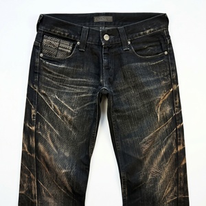 Jeans Estampados DIZNEW Negros Acampanados de Tiro Bajo con Grabado Láser de Cobre en Toda la Superficie, Diseño de Plumas, <span class=keywords><strong>Runas</strong></span>, Totem Geométrico y Bordado de Patas de Gato OEM - Product Image 2
