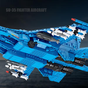 Jie Star JJ61050 modello creativo serie <span class=keywords><strong>militare</strong></span> SU-35 caccia blocchi di costruzione di aerei artigianali assemblati mattoni giocattoli - Product Image 4