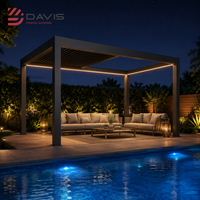 Pergola rétractable d'extérieur en aluminium avec toit pliant électrique et structure de cadre thermolaquée