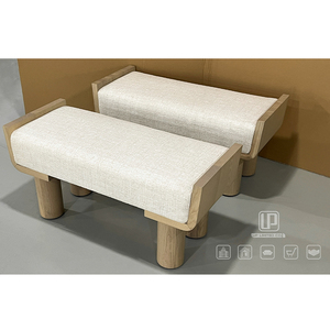 Premium Quality <b>Office</b> Building Living Room <b>Stool</b> Rectangle Solid Wood <b>Stools</b> Ottomans With White Cushion Living Room <b>Stool</b> - Product Image 1