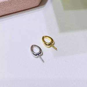 WENCHI 10181 31350 DIY <b>Pearl</b> Accessories S925 <b>Silver</b> Pendant with Smooth Jade <b>Necklace</b> 9-13mm Round Beads Empty Stand Elegant - Product Image 4