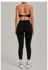 Ensemble de yoga 2 pièces sans couture taille haute, respirant, effet push-up, couleur unie, dos nu, pour femme, idéal pour la course en extérieur 2026 - Product Image 5