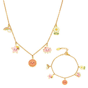 LEPAI Ingrosso Nuovi Accessori per Bambini, Collana in Acciaio Inossidabile Placcato Oro 18K con Simpatici Piccoli Sole e Stelle - Product Image 4