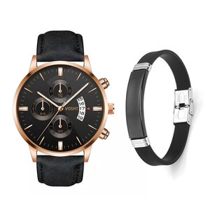 Nouvelle montre à <span class=keywords><strong>bracelet</strong></span> pour homme à trois aiguilles factices, tendance, décontractée, montre à quartz pour affaires, ensemble de montres à <span class=keywords><strong>bracelet</strong></span> - Product Image 3