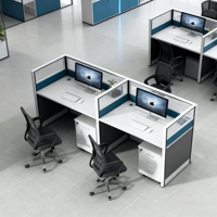 Bureau de travail commercial moderne avec panneau de séparation Mobilier de bureau bleu de haute qualité pour les entreprises