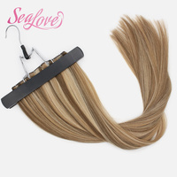 Cheveux Humains Remy Ombrés Balayage Brun Foncé avec Mèches Blondes Racines Naturelles, Tissage Genius Weft, 24 Pouces, pour Salons Professionnels