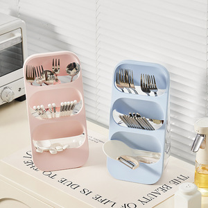 Multifunctional Dustproof Chopstick Holder Three Layer Drainable <b>Kitchen</b> Tableware <b>Storage</b> Rack For Spoon Fork Knife Organizing - Product Image 1
