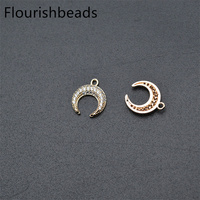 Style de mode sans Nickel Anti-décoloration plaqué or CZ Pave Moon croissant Charms pour la fabrication de bijoux, de bracelets et de colliers