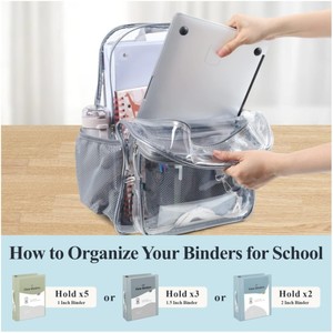 Transparent <b>Backpack</b> Large Capacity Waterproof PVC Unisex Student Bag With Interior Zipper Pocket - Product Image 4