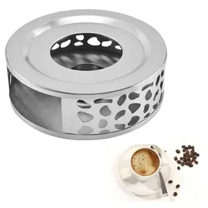 定制不锈钢圆形茶壶取暖器，带茶杯底座，用于玻璃咖啡茶壶取暖器