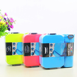 <b>Lunch</b> <b>Box</b> Set With Water Bottle Red Green Rectangle Airtight Student Use - Product Image 3