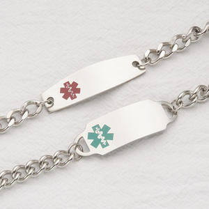 สร้อยข้อมือสแตนเลสสตีลสลักสัญลักษณ์ทางการแพทย์ ป้ายชื่อประจำตัวฉุกเฉิน พร้อมจี้เตือนภัยทางการแพทย์ ลายงูสลัก - Product Image 1