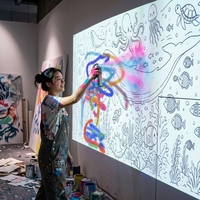 Système de jeu interactif mural à projection laser pour enfants, projection laser pour musée/exposition en intérieur
