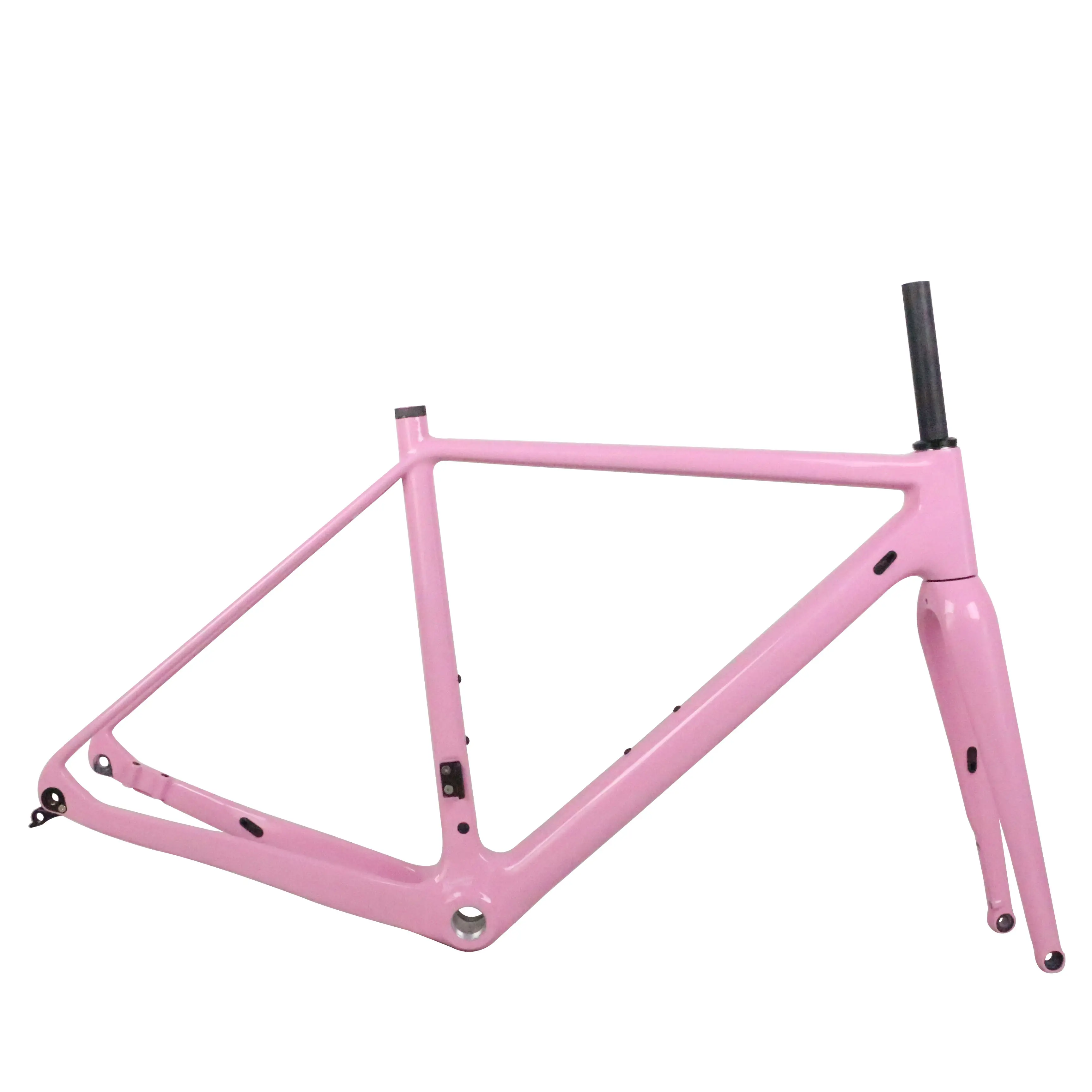 Custom Pink Paint Flat Mount BSA Disc Brake Carbon Fiber Gravel Frame GR029 Fork 100X12 Or 100X15mm