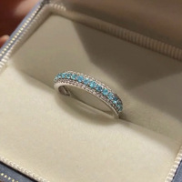 Bague Longlong en Argent S925 avec Diamants Paraiba, Nouvelle Collection 2025, Élégante et Polyvalente, Légère et Luxueuse, 3g, pour Femme