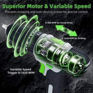 Kit de perceuse électrique 12V avec batterie et chargeur, mandrin sans clé de 3/8 pouces, vitesse variable, perceuse sans fil au lithium OEM - Product Image 6