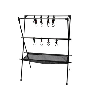 Étagère de rangement pour camping en plein air, en alliage d'aluminium, multi-niveaux, avec crochets pour ustensiles de cuisine et équipement - Product Image 4