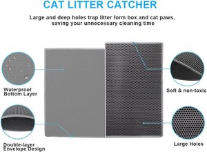 Custom Easy Cleaning Portable <b>Cat</b> Sand <b>Mat</b> for Litter Box, Non-slip Foldable Reusable EVA Pet Litter Leaking <b>Mat</b> - Product Image 2