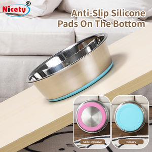 Mangkuk anjing Stainless Steel, mangkuk anjing makanan dan air anti selip sol karet tahan karat untuk anjing Medium - Product Image 5