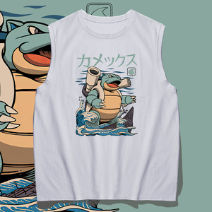 Chaleco Logo Personalizar Fabricante de ropa Bajo MOQ Vestes Pareja <span class=keywords><strong>Manga</strong></span> Pocket Monsters Squirtle Mujeres Chalecos Anime Camiseta - Product Image 2