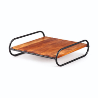 Nampan Sajian Kayu Akasia Premium dengan Gagang Logam, Piring Sajian Kayu Rustic, Organizer Meja Dapur, Nampan Sajian Dekoratif