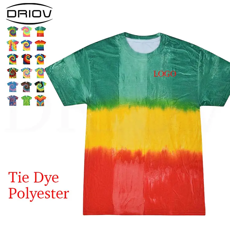 Oem tie dye100 polyester t shirts wholesale cheap summer soft thin comfortable t shirt new design mens shirts