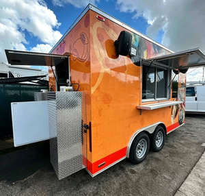 Remorque de tacos pour marché nocturne mobile avec construction en fibre de verre, gril à plateau plat et lampe chauffante pour la <span class=keywords><strong>vente</strong></span> de collations et de bonbons en fin de soirée - Product Image 3