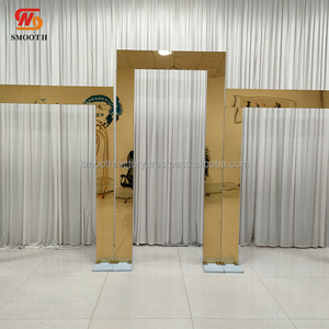 LEDA Wedding Events Hot Sale Square Stainless Steel Mirror Arch Gold Three-piece Set <b>Backdrop</b> <b>Stand</b> - Product Image 3