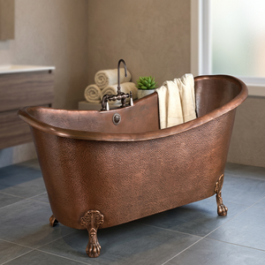 Rustic Copper Oval <b>Bathtub</b> Freestanding Claw Foot Soaker Tub Handmade Deep Bath Basin <b>for</b> Hotel Use-Indian Home Crafts - Product Image 1